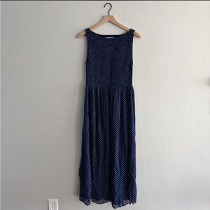 Hill House Navy Maxi Dress with White Polka Dots